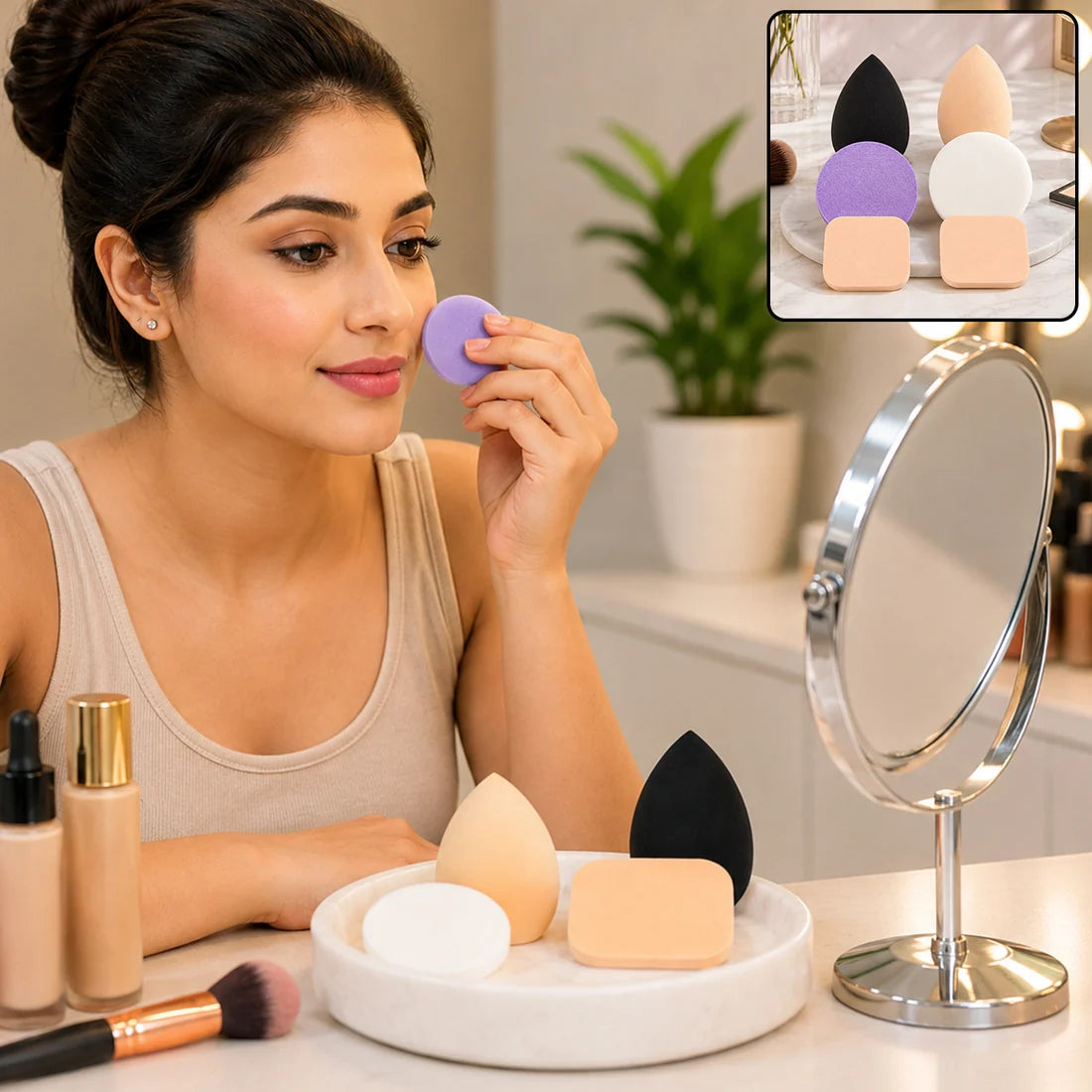 Makeup Sponges Set Perfect For Liquid Cream And Powder (6 Pcs Set)